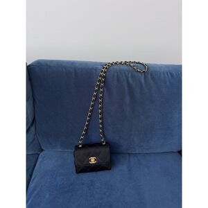 Vintage Chanel Black Satin Mini‎ Square flap Crossbody Bag